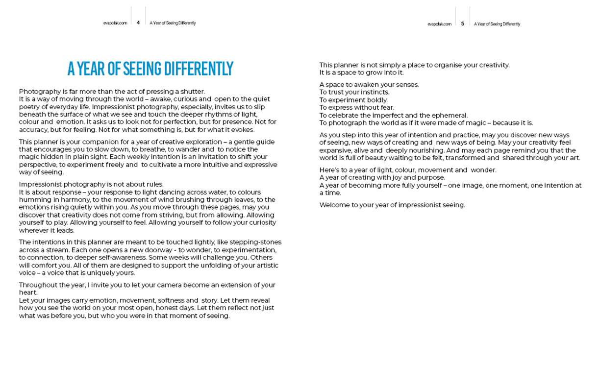 Creative Exercises for Winter Light GUIDE sample pages