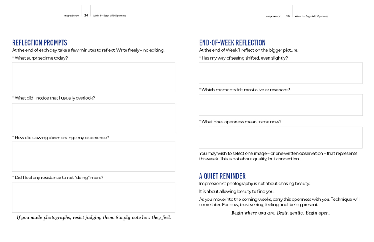 Creative Exercises for Winter Light sample pages